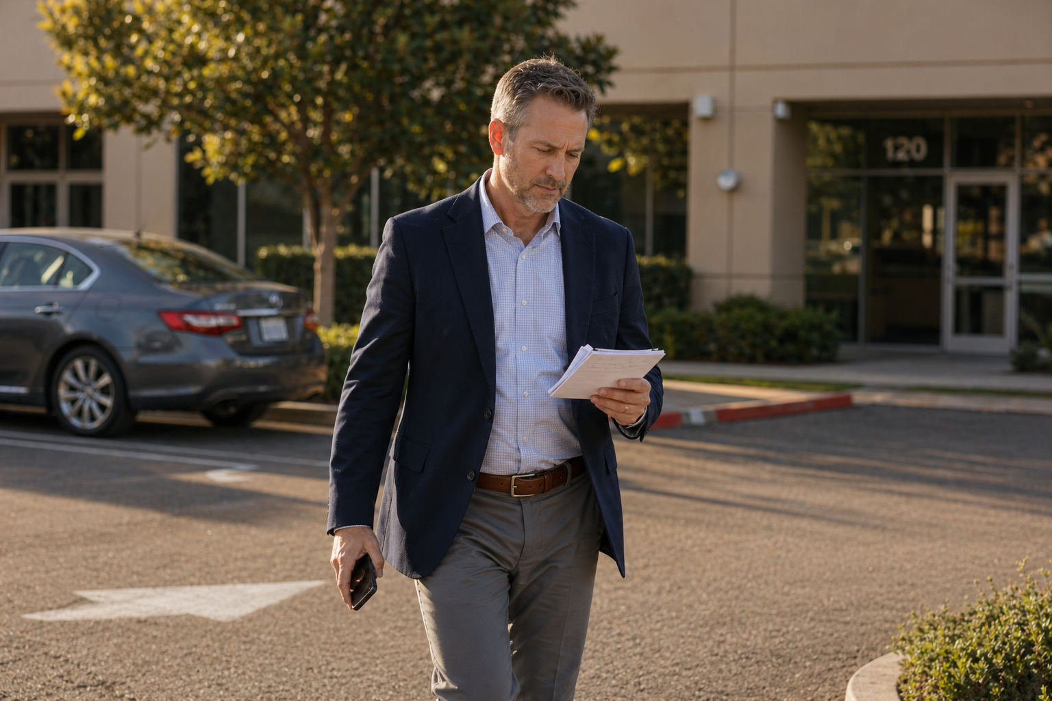A benefits producer in the field, meeting with a client away from the office